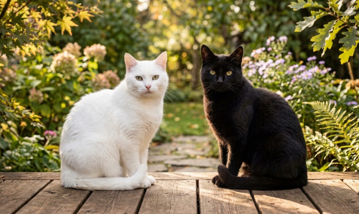 Gato blanco y gato negro