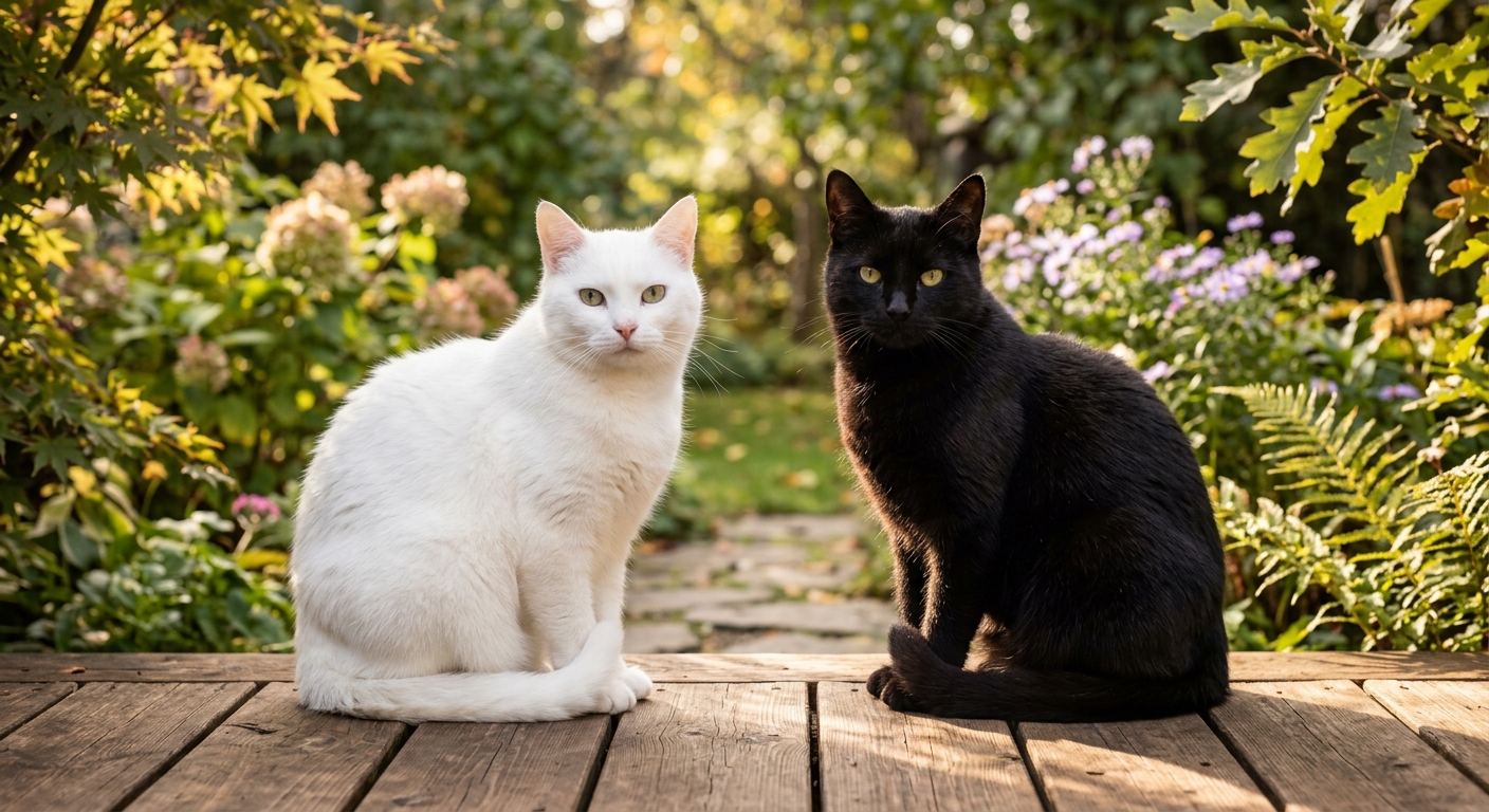 Gato blanco y gato negro